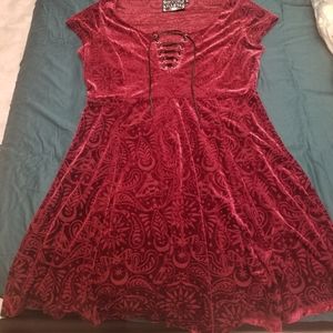 Burgandy Killstar velvet burnout dress